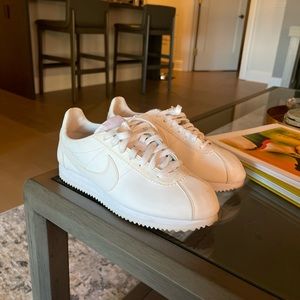 White Nike Classic Cortez Leather Sneakers